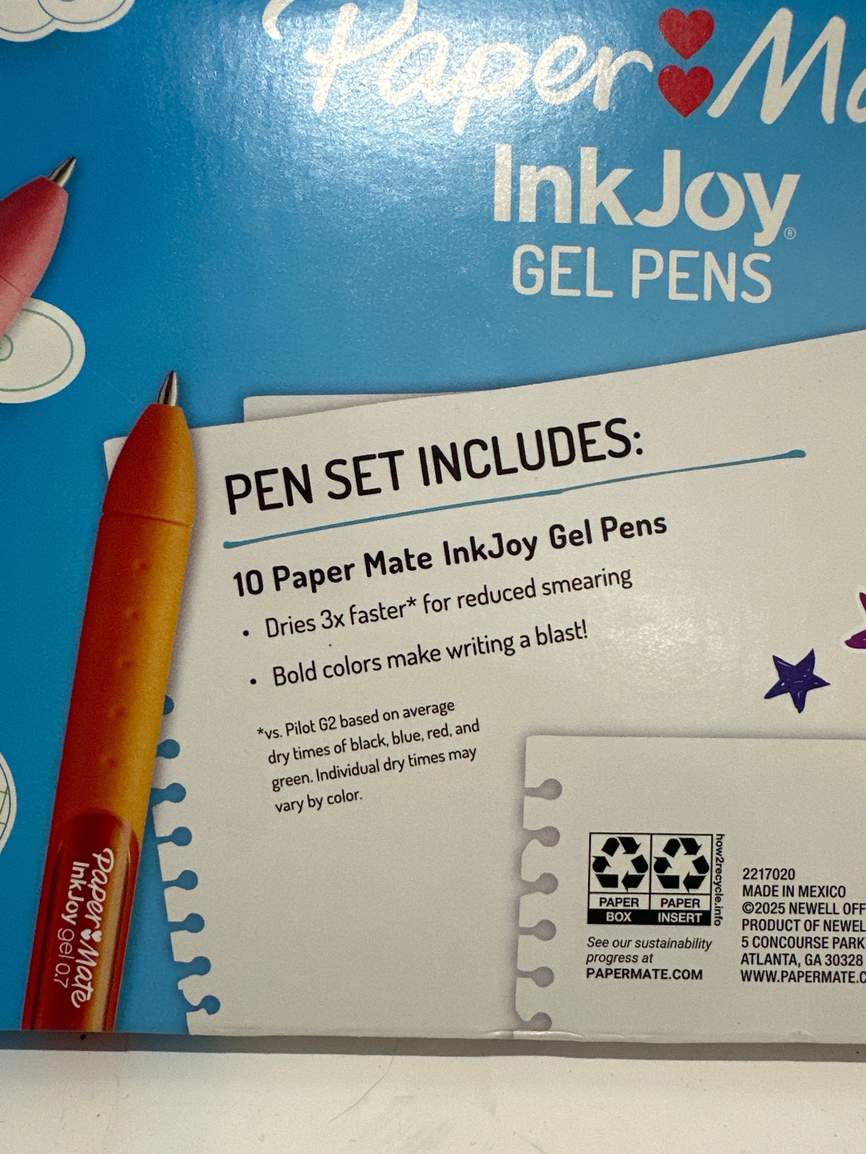 Paper Mate InkJoy Gel Pens 10 Count Assorted Colors 0.7mm Medium Point