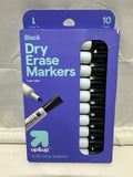Up & Up Black Dry Erase Markers 10 Count Chisel Tip Low Odor Whiteboard Markers