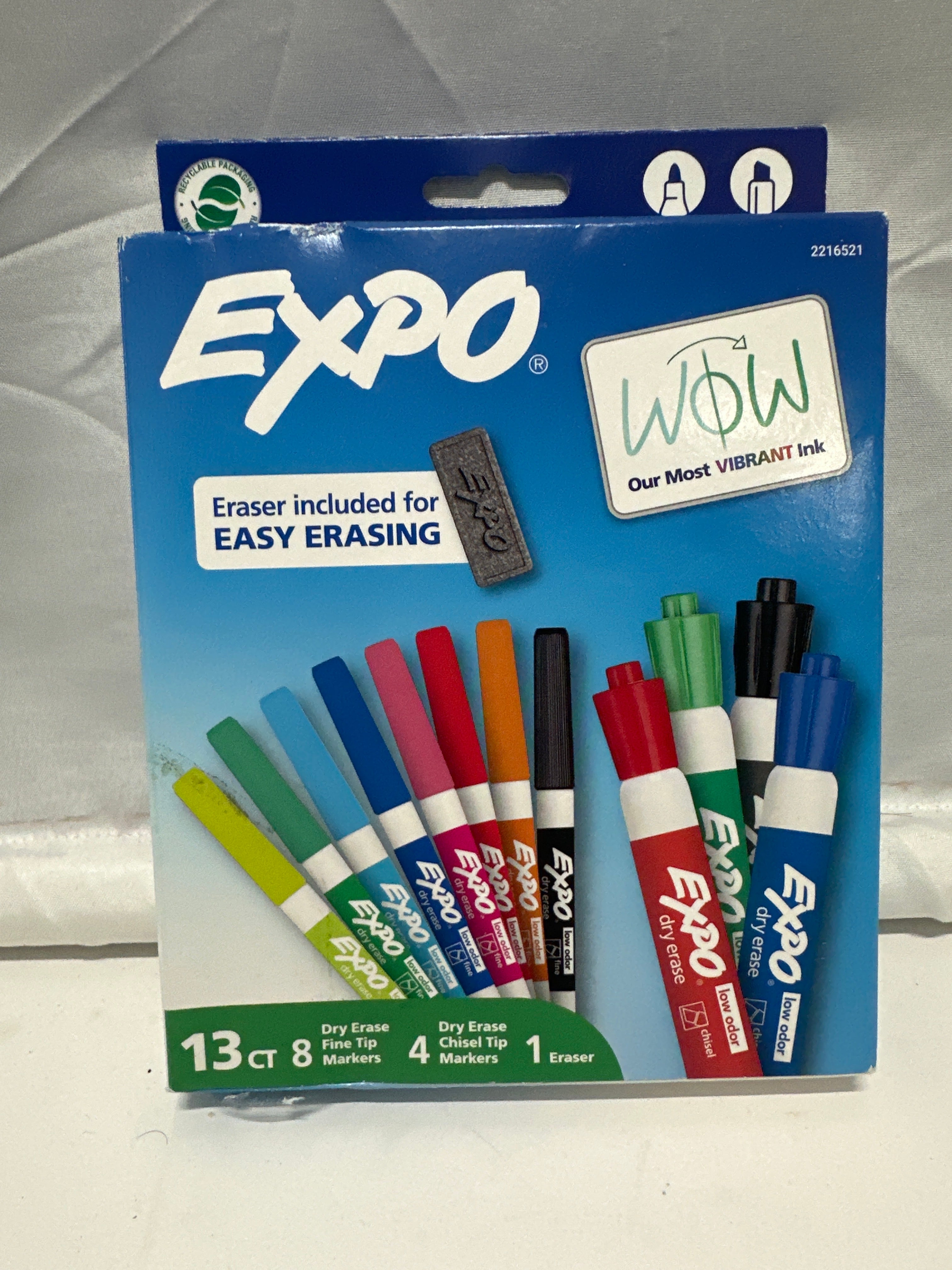 Expo 13 Count Dry Erase Marker Set 8 Fine Tip 4 Chisel Tip Markers with Eraser