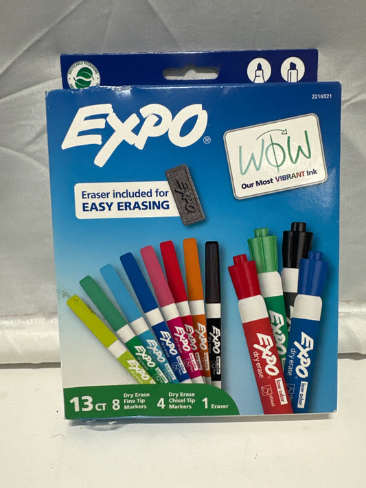 Expo 13 Count Dry Erase Marker Set 8 Fine Tip 4 Chisel Tip Markers with Eraser