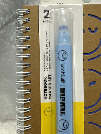Yoobi SmileyWorld Notebook & Dual-Ended Marker Set