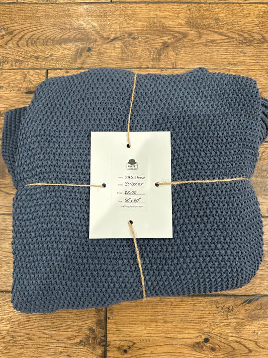 Better Homes and Gardens, Chunky Knit Indigo Throw, Cotton-Blend, 50"x60", 2.3 lb, All Ages