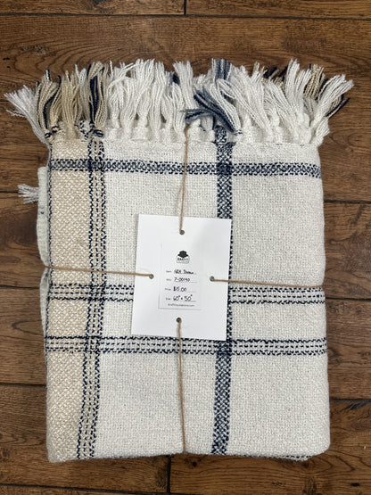 Soft Woven Plaid Throw Blanket Sour Cream/Blue - Hearth & Hand™ with Magnolia-Cream/Blue