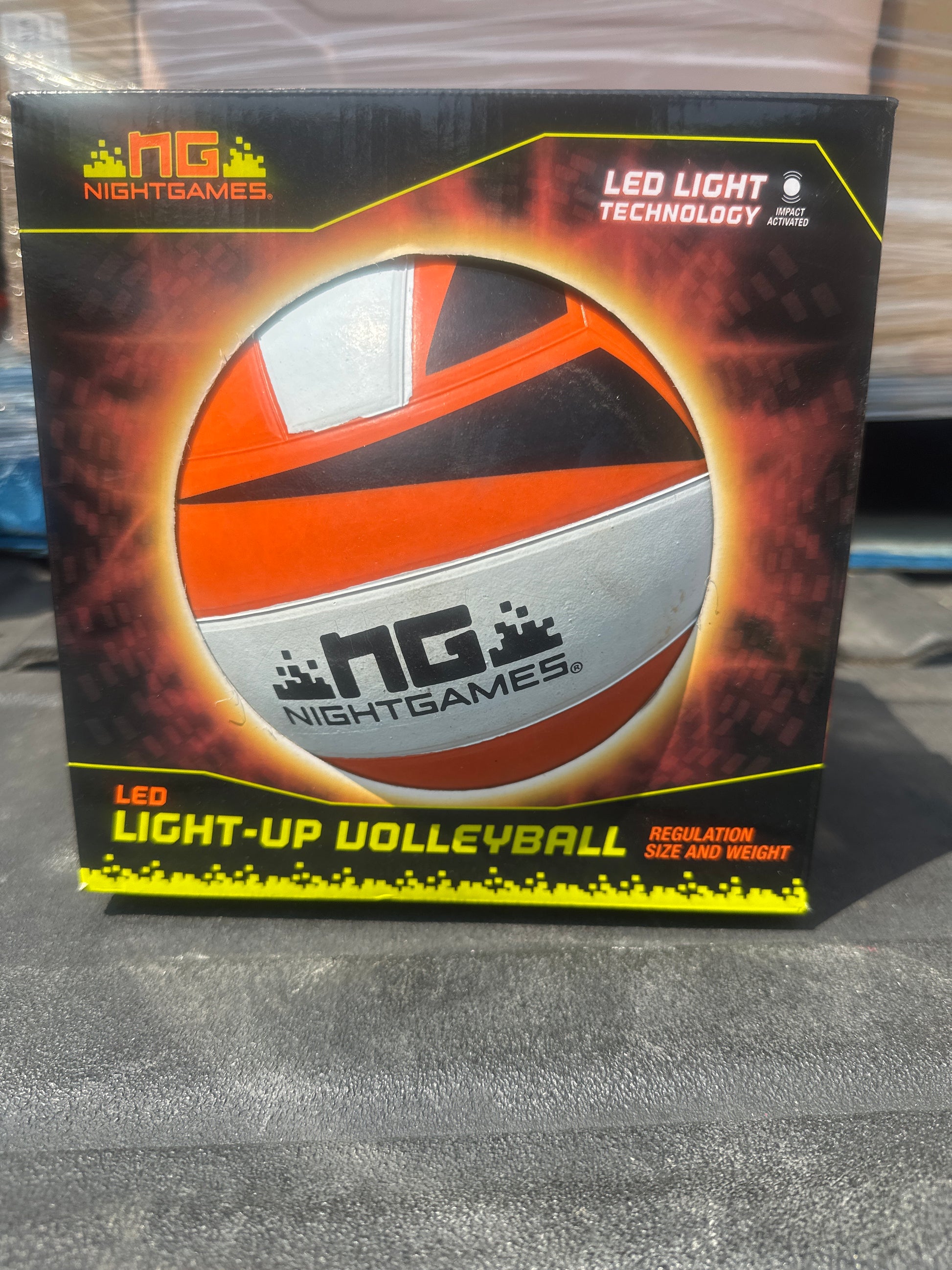 NG NightGames LED Light Up Orange, Black and White Volleyball - Regulation Size and Weight