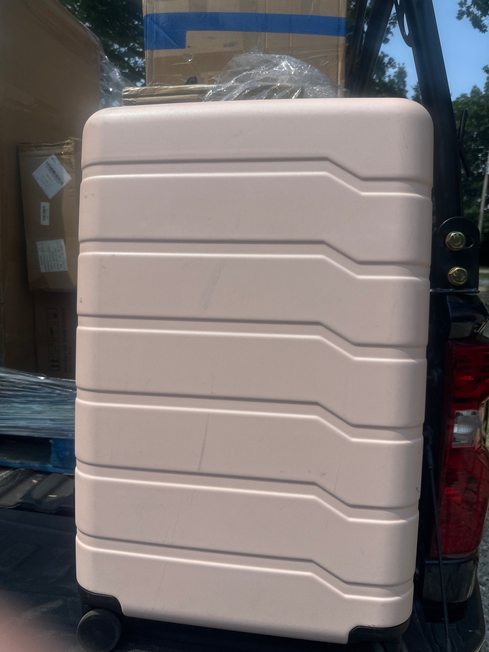 Hardside Large Checked Spinner Suitcase - Open Story™-Pink