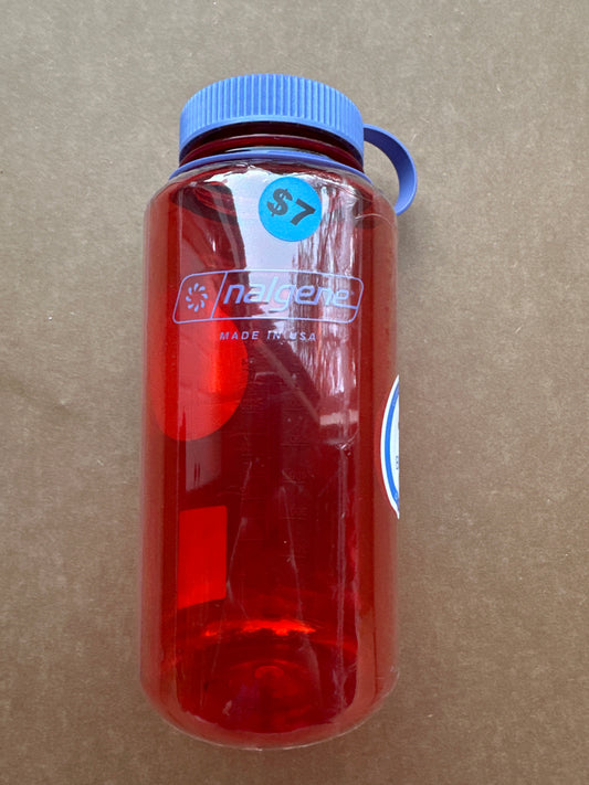 Nalgene 32 fl oz Plastic Wide Mouth Water Bottle-Red with blue top