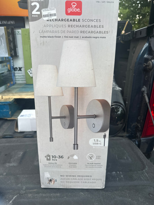 Globe Electric Wireless Rechargeable LED Integrated Wall Sconce 2-pack