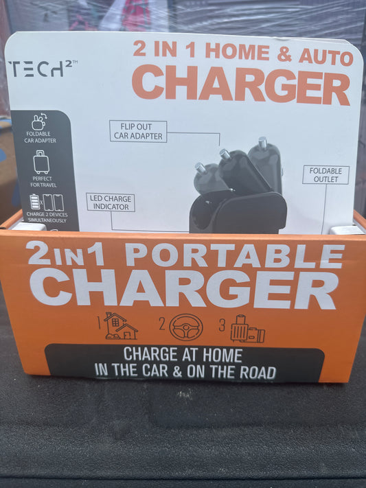Tech2 2-in-1 Lightweight USB-A/USB-C Fast Charge 20W Home & Auto Charger