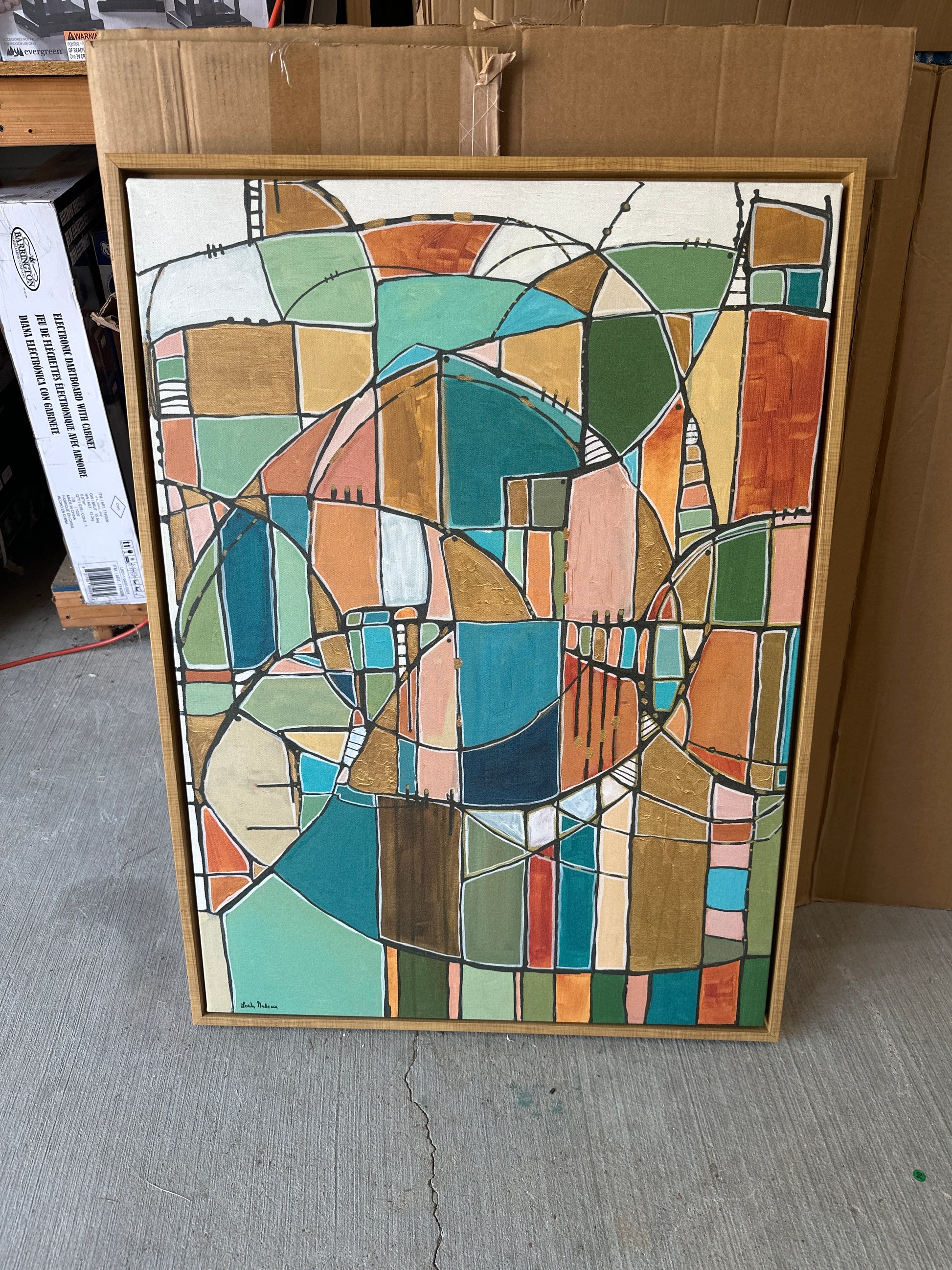 28" x 38" Sylvie Stardust Chords Framed Canvas by Leah Nadeau - Kate & Laurel All Things Decor