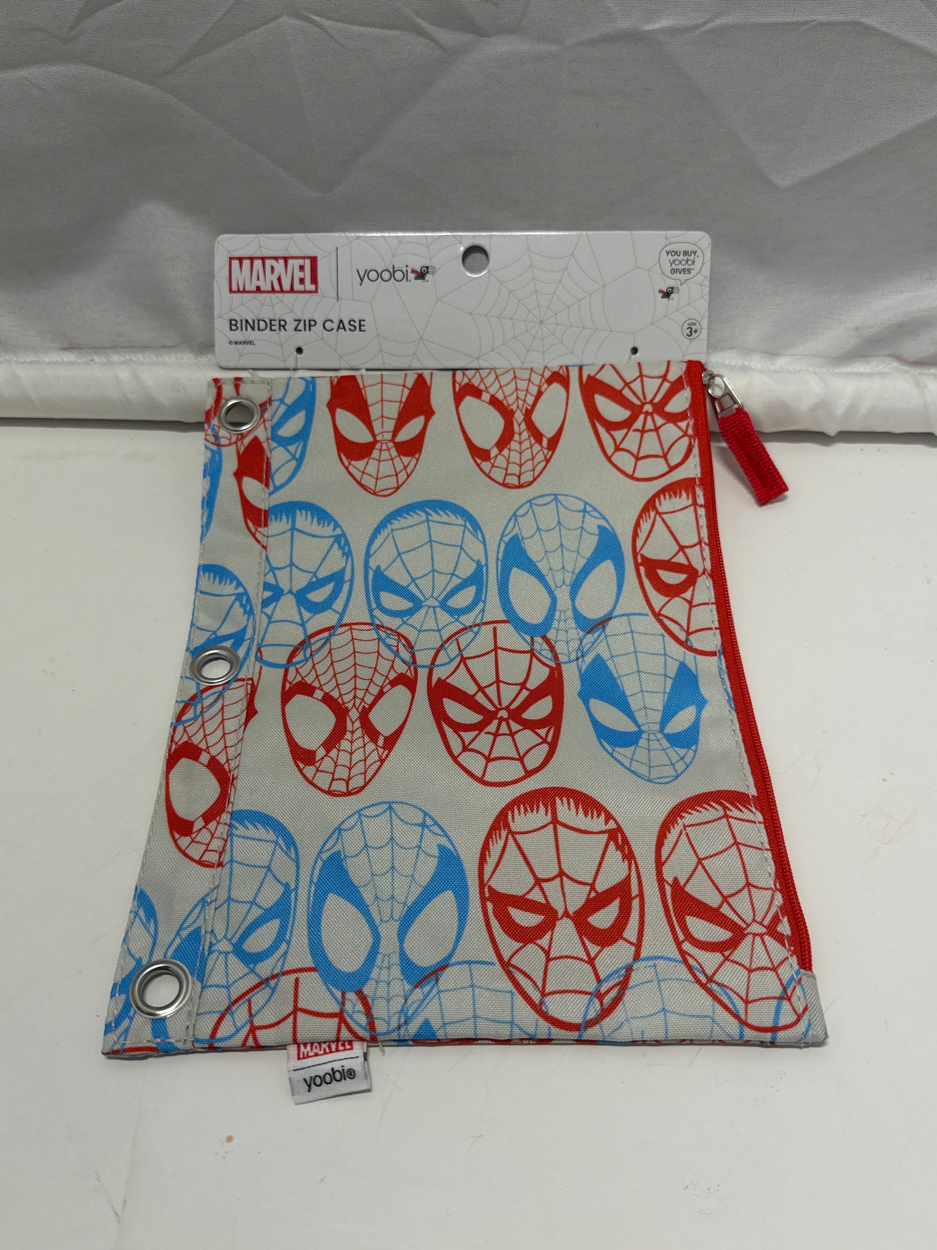 Yoobi Marvel Spider-Man Binder Zip Case 3 Ring Binder Pencil Pouch Red Blue White