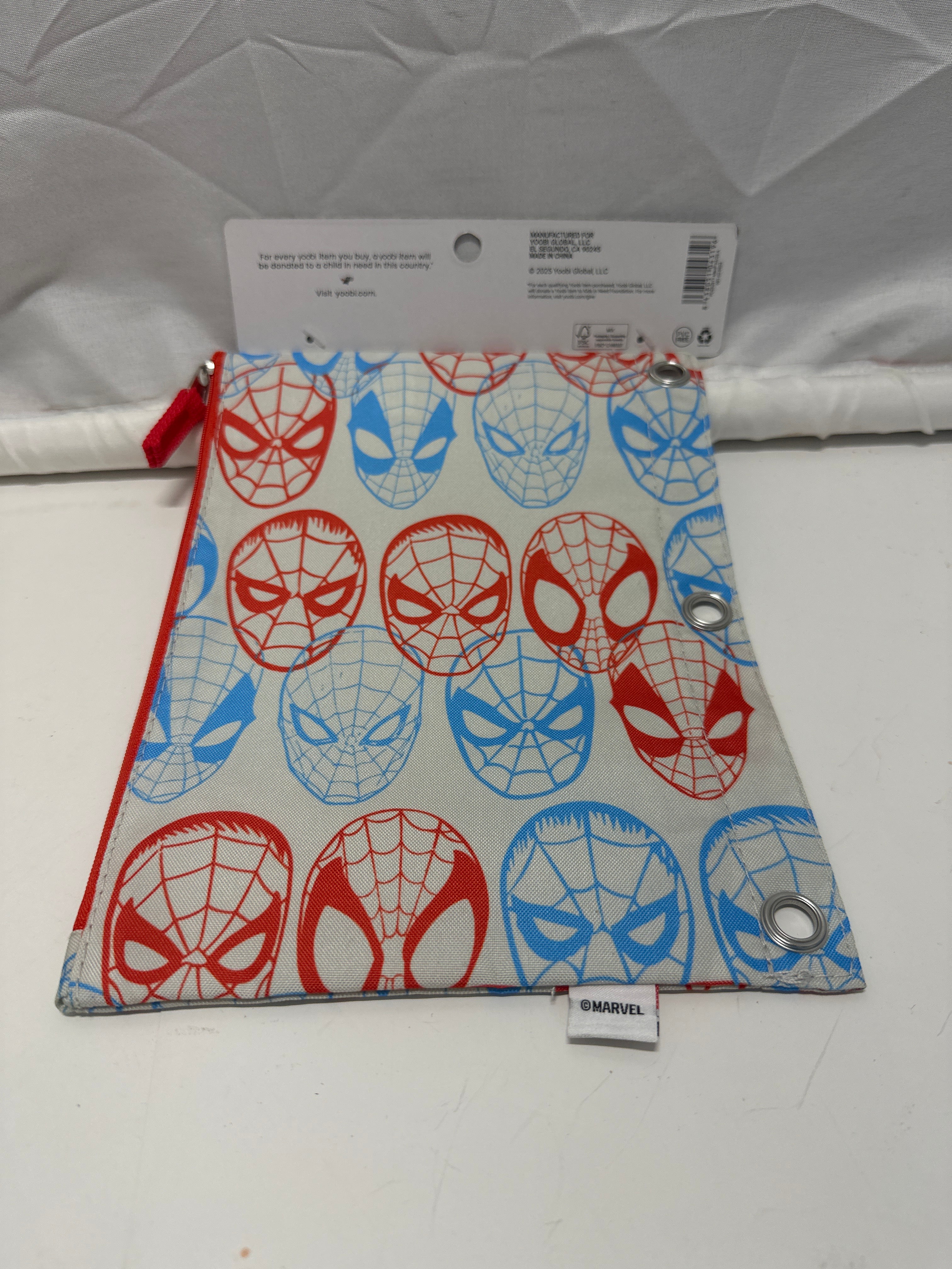 Yoobi Marvel Spider-Man Binder Zip Case 3 Ring Binder Pencil Pouch Red Blue White