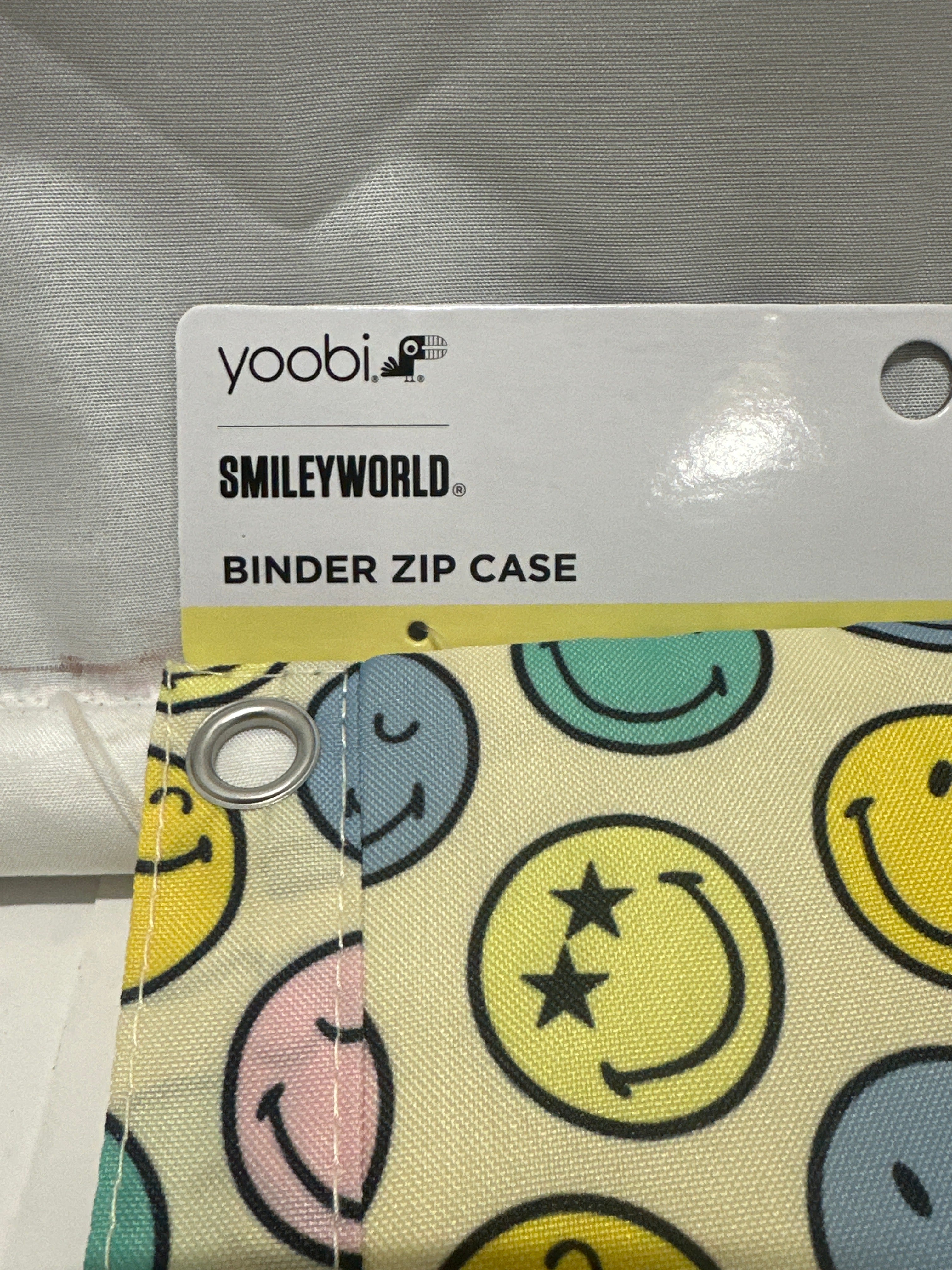 Yoobi SmileyWorld Binder Zip Case Pastel Smiley Faces 3 Ring Pencil Pouch New