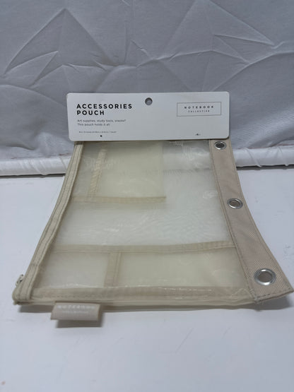 Notebook Collective Clear Mesh Accessories Pouch Beige Binder Zip Case New