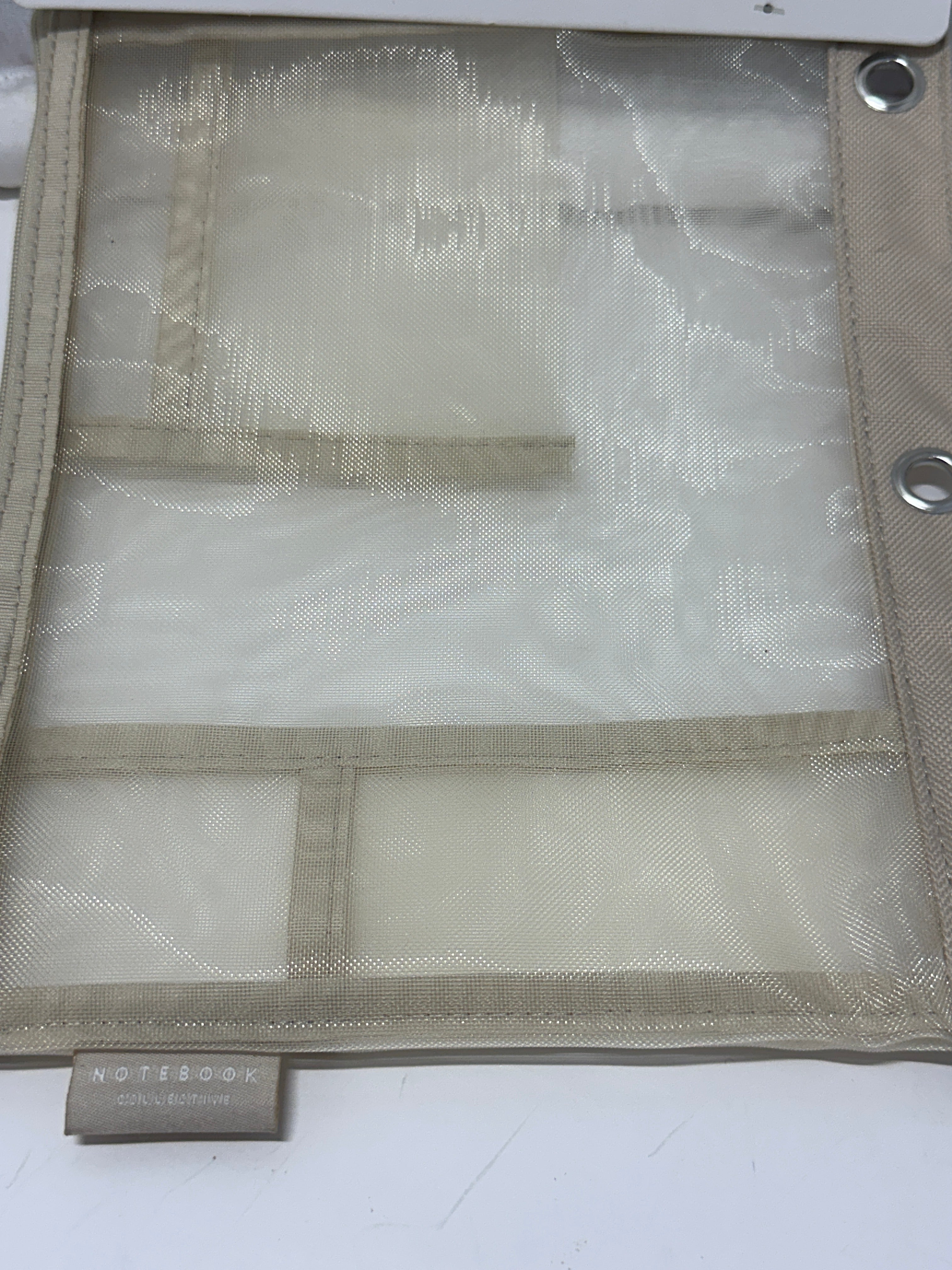 Notebook Collective Clear Mesh Accessories Pouch Beige Binder Zip Case New