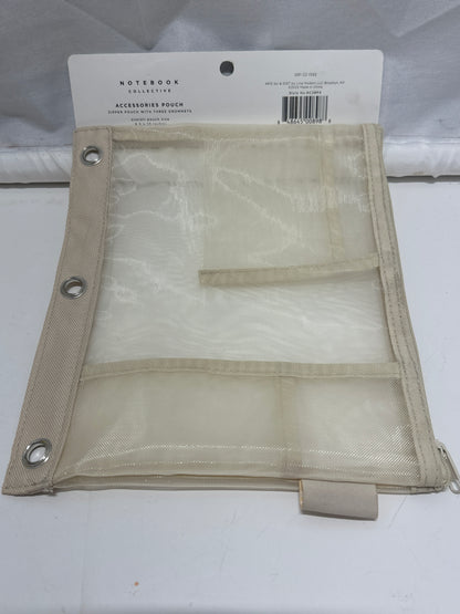 Notebook Collective Clear Mesh Accessories Pouch Beige Binder Zip Case New