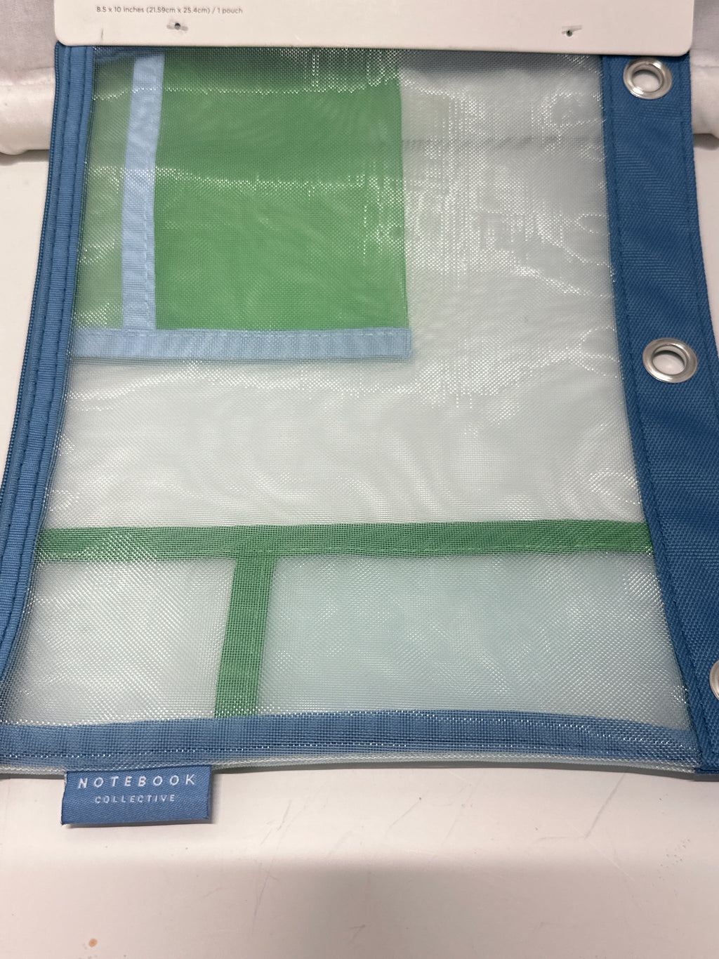 Notebook Collective Clear Mesh Accessories Pouch Blue Green Binder Zip Case