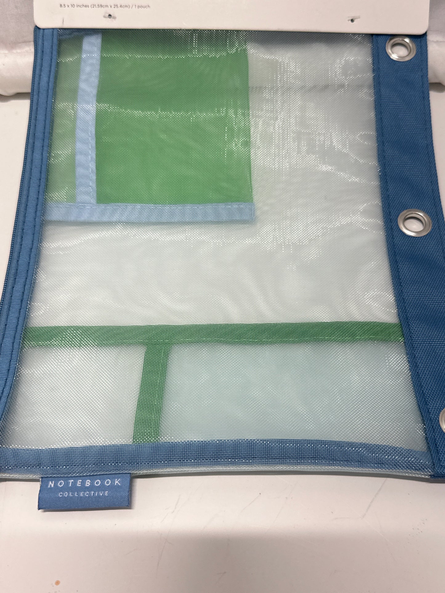 Notebook Collective Clear Mesh Accessories Pouch Blue Green Binder Zip Case