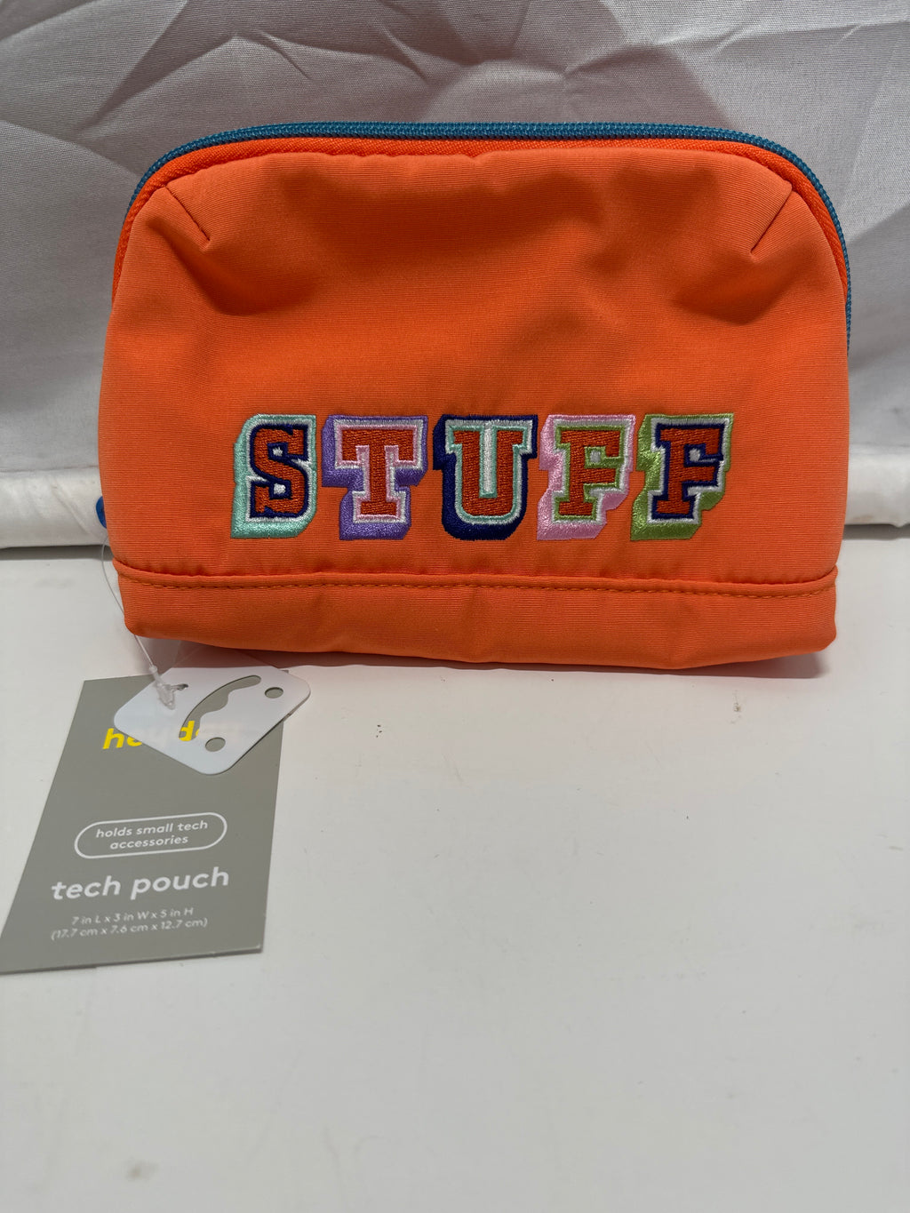 Heyday STUFF Tech Pouch Coral Orange Zipper Travel Cable Accessory Organizer