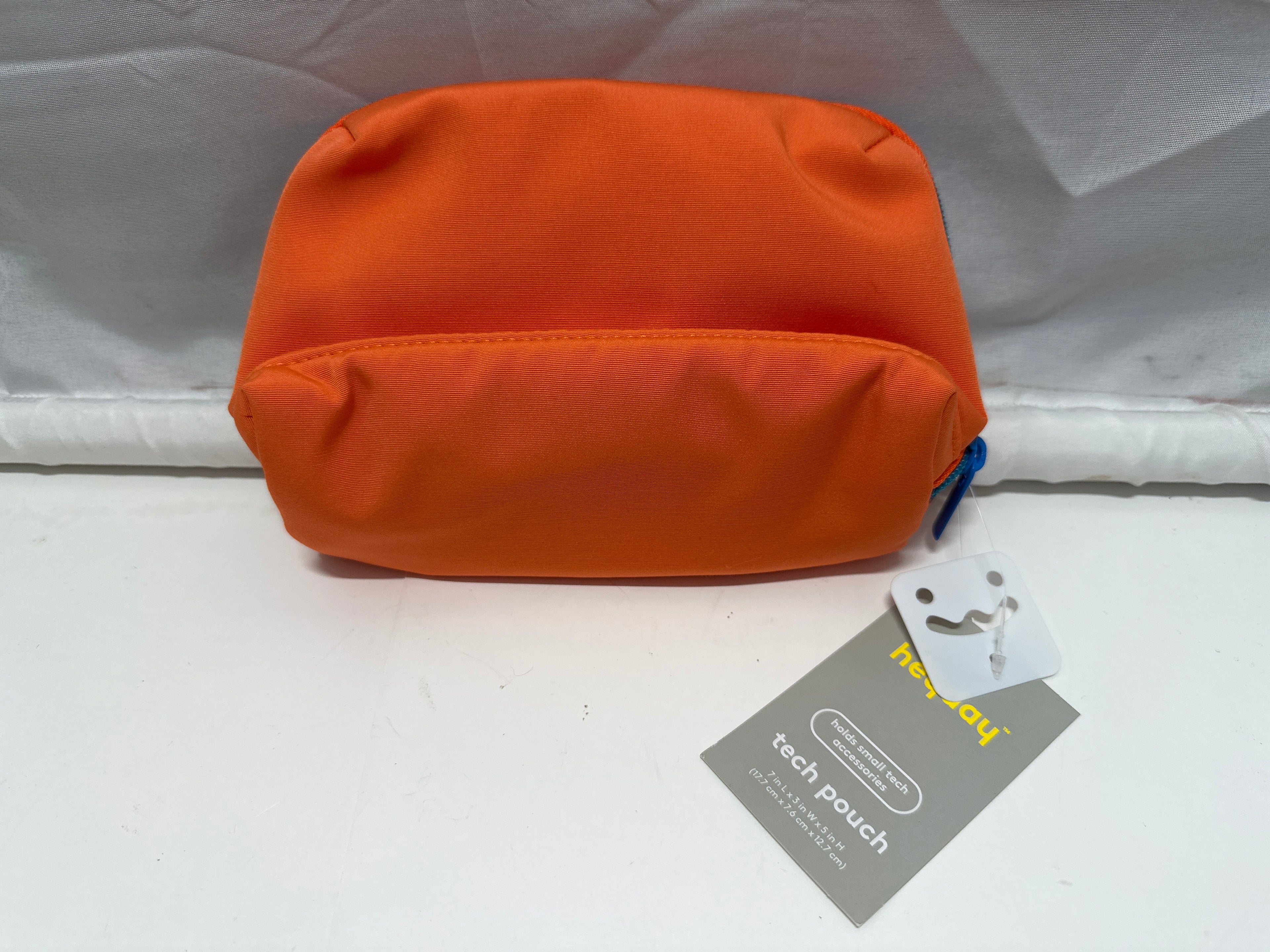 Heyday STUFF Tech Pouch Coral Orange Zipper Travel Cable Accessory Organizer