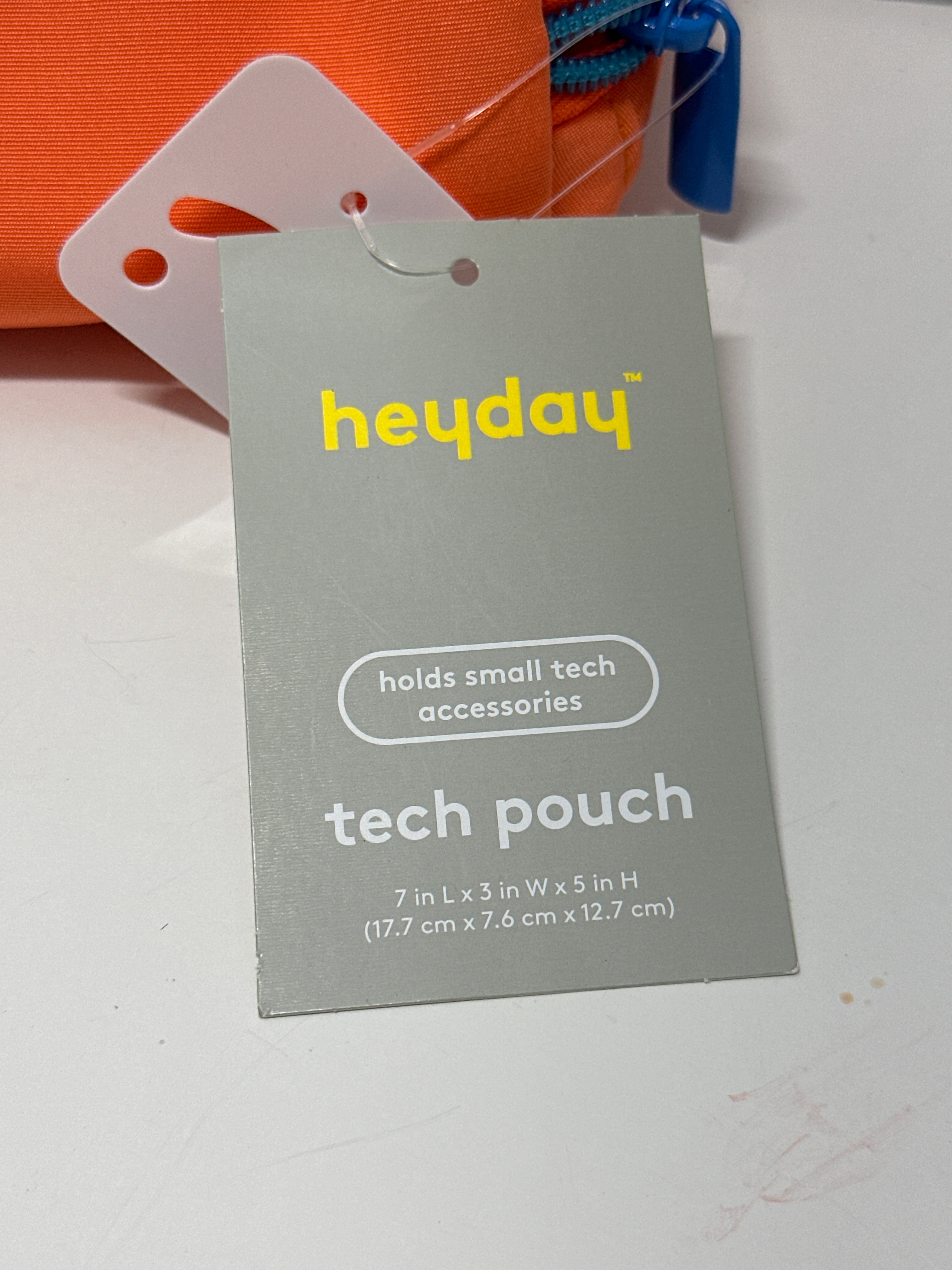 Heyday STUFF Tech Pouch Coral Orange Zipper Travel Cable Accessory Organizer