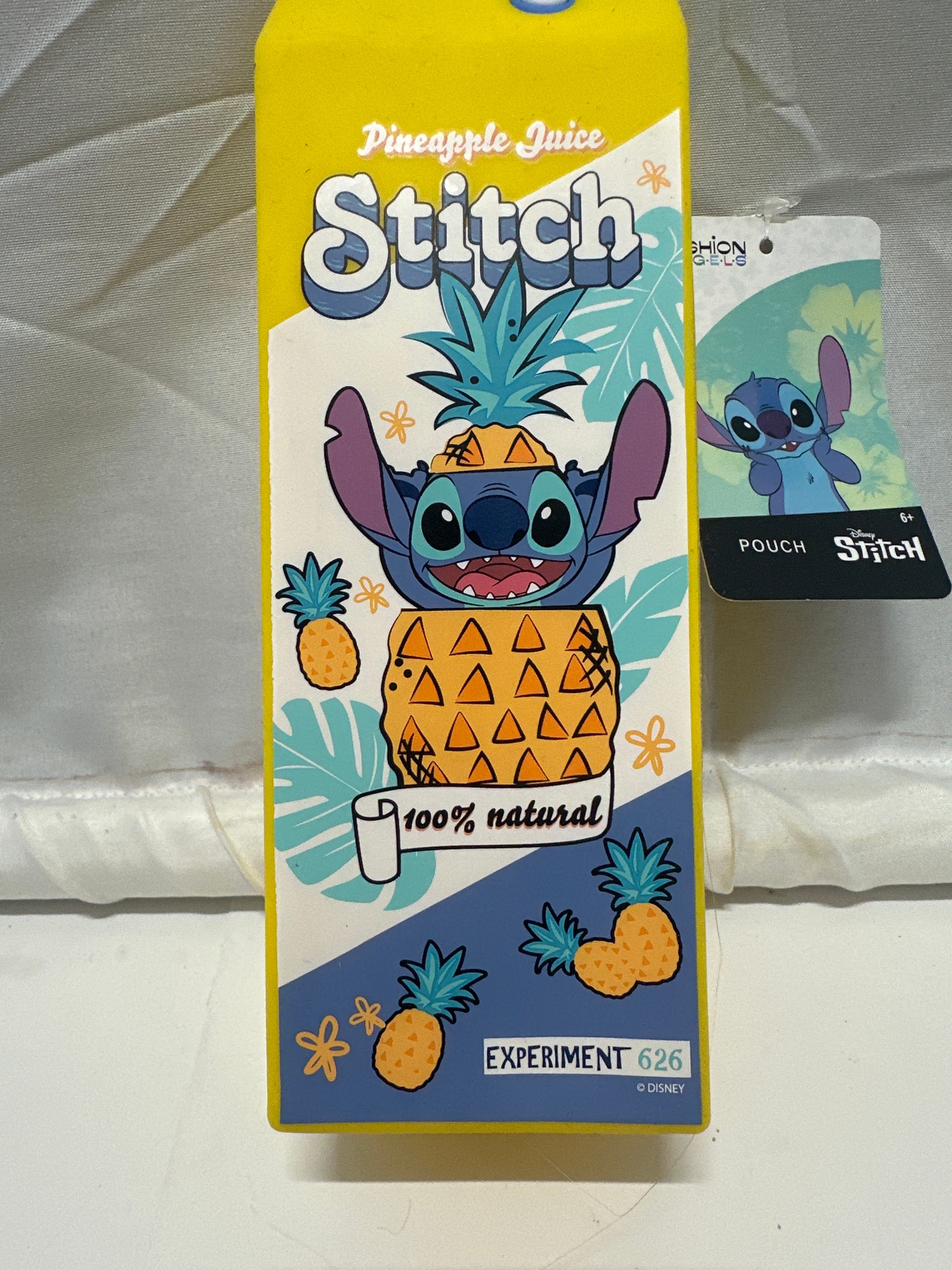 Disney Stitch Pineapple Juice Cart Silicone Pencil Case Cosmetic Pouch Yellow