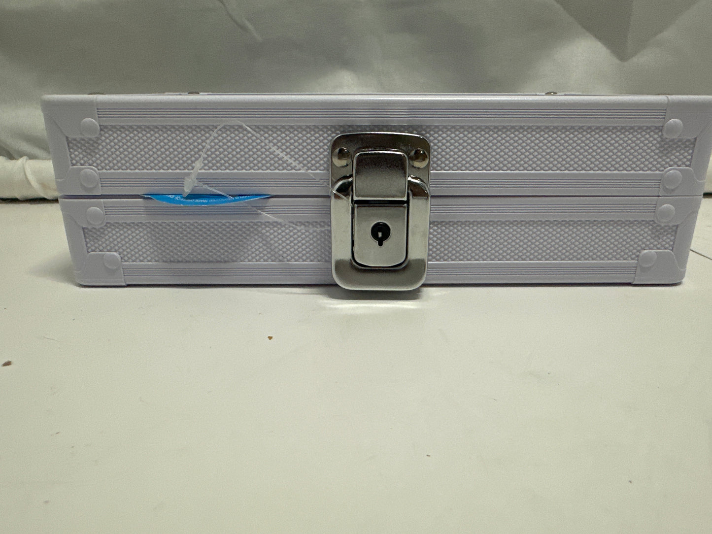 Vaultz Locking Pencil Box Lavender Metal Storage Case w Keys Clear Lid New
