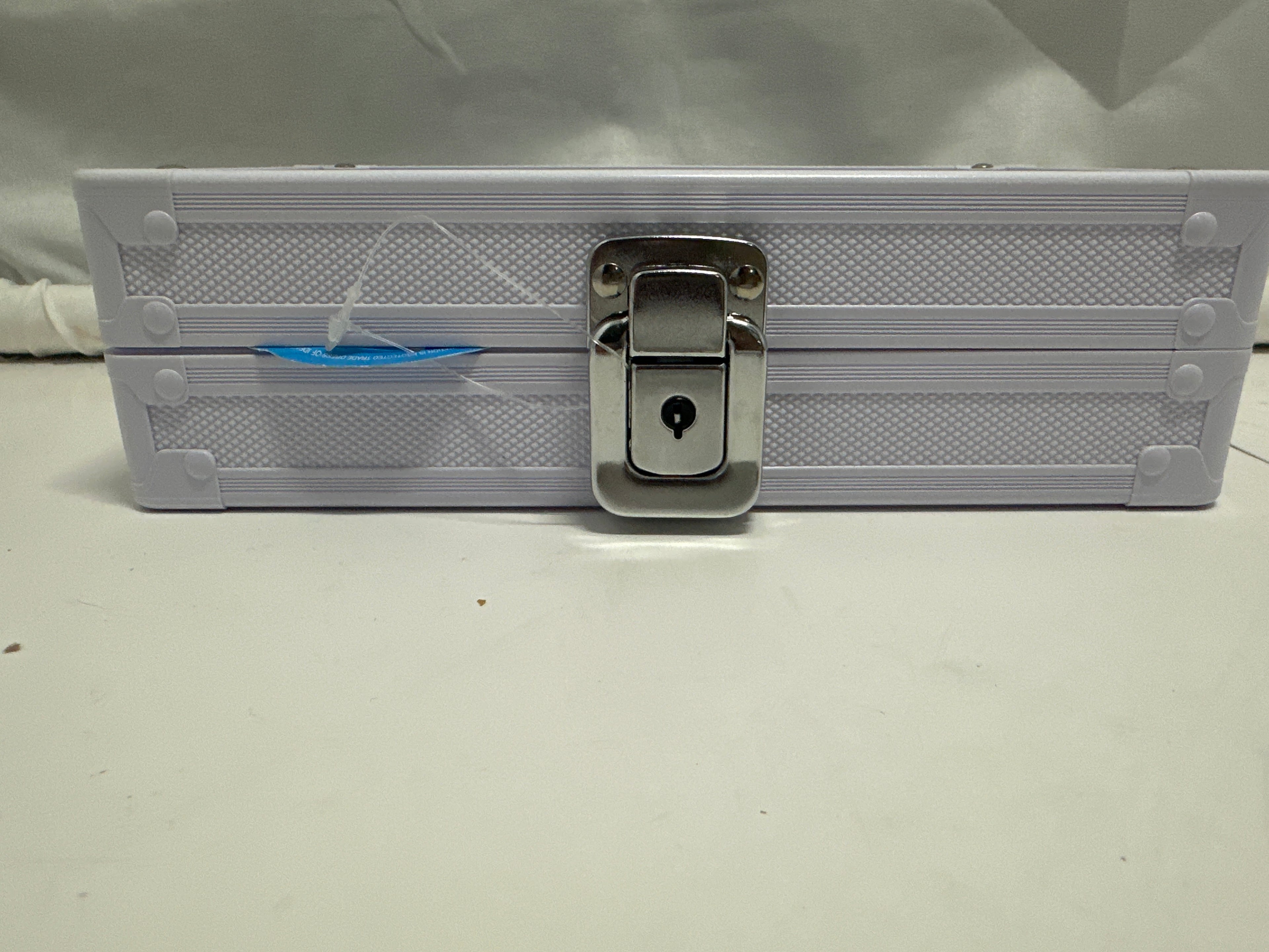 Vaultz Locking Pencil Box Lavender Metal Storage Case w Keys Clear Lid New