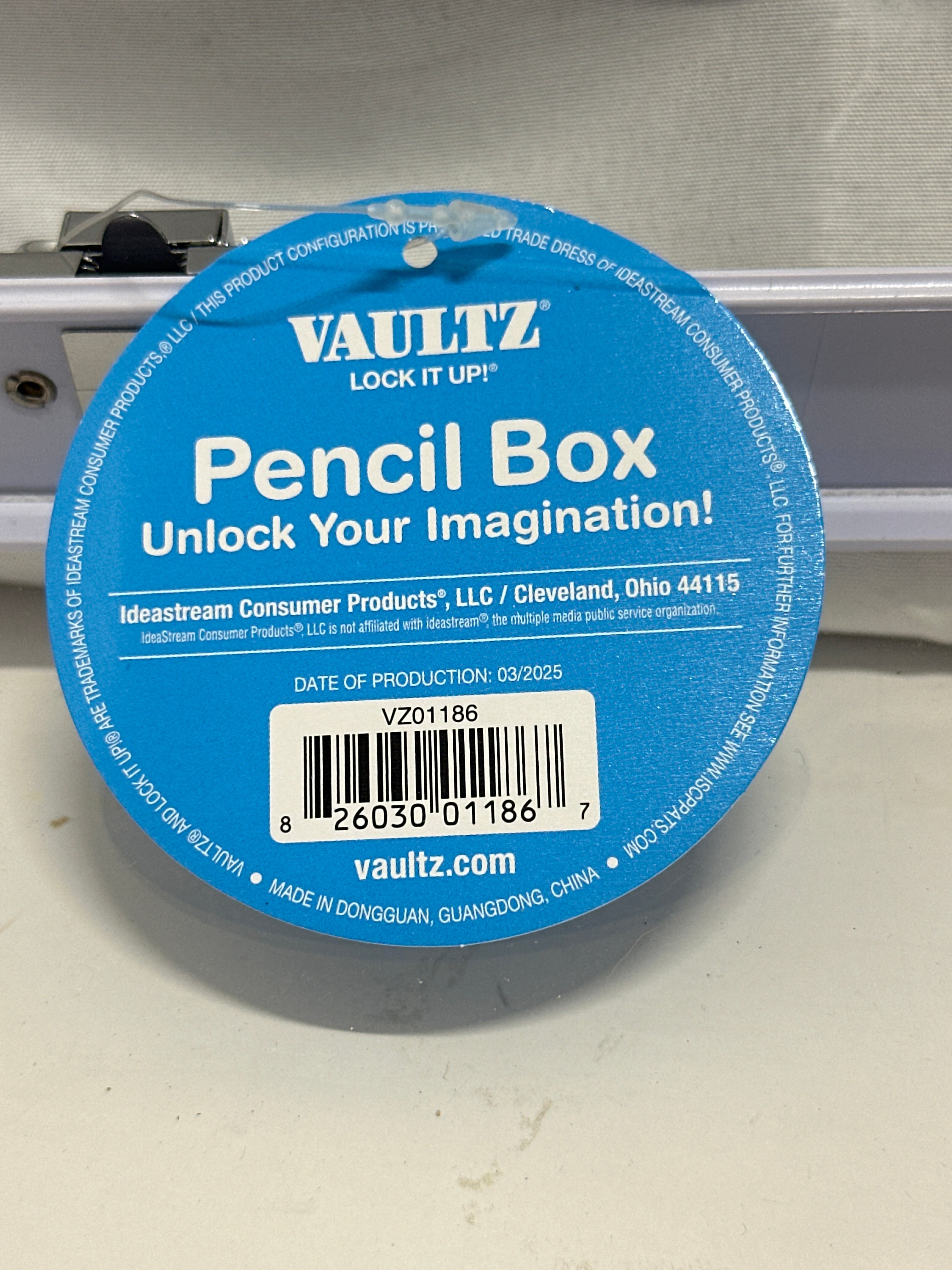 Vaultz Locking Pencil Box Lavender Metal Storage Case w Keys Clear Lid New