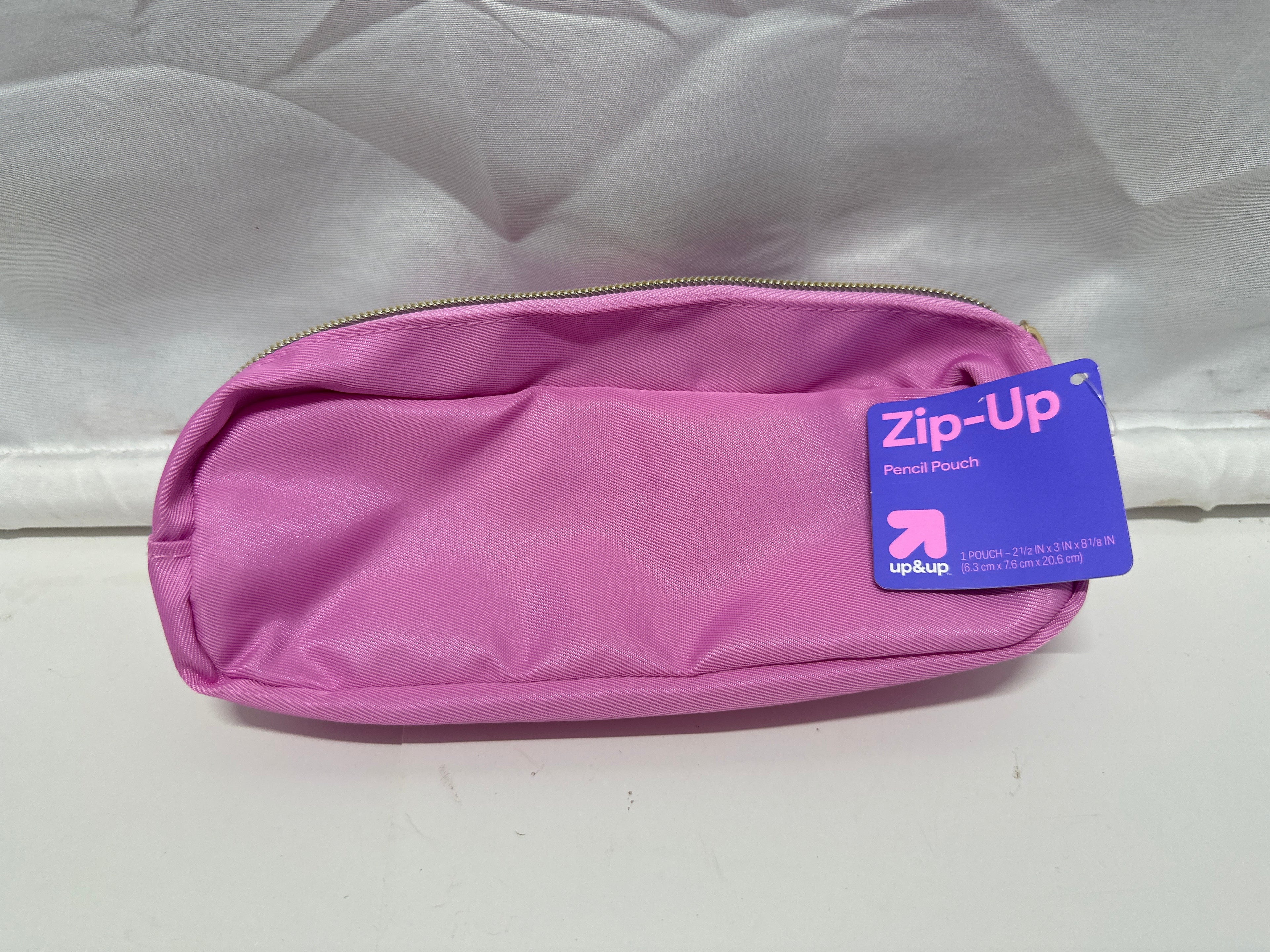 Up&Up Pink Zip-Up Pencil Pouch Zipper Pen Case School Office Storage