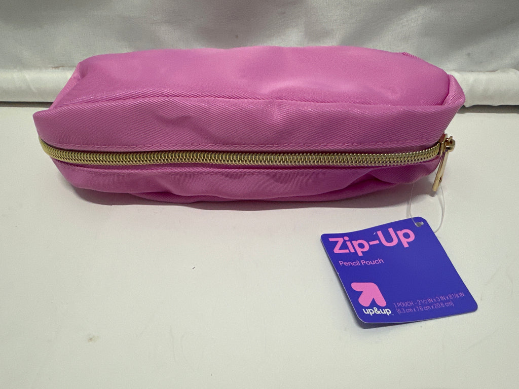 Up&Up Pink Zip-Up Pencil Pouch Zipper Pen Case School Office Storage