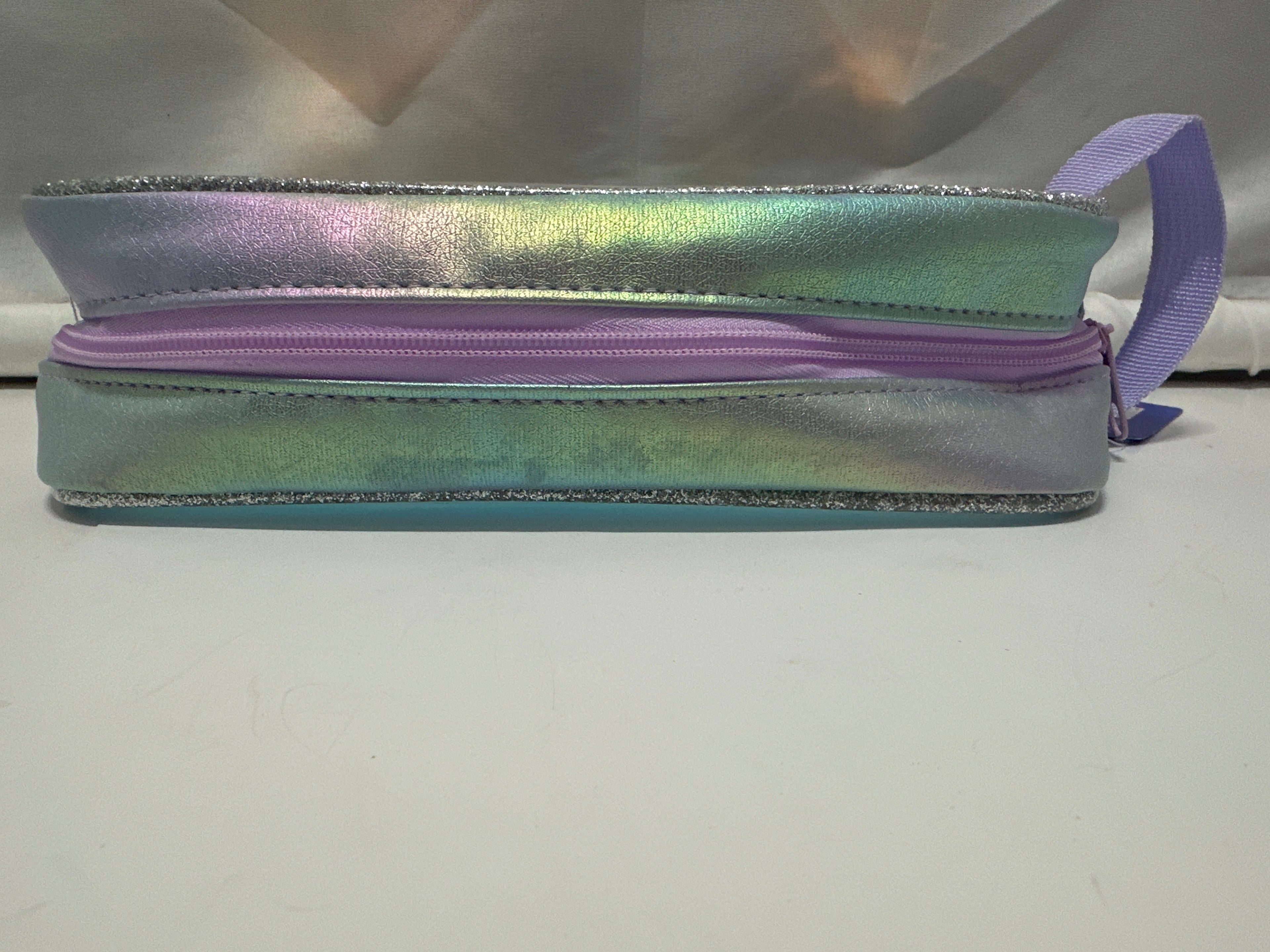 Up&Up Zip-Up Pencil Pouch Iridescent Clear Holographic Zipper Case 8.5x4.25