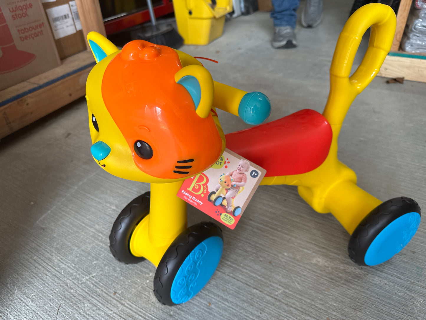B. toys - Ride-On Toy - Riding Buddy - Cat: Pedal & Push Plastic, 50 lbs Capacity