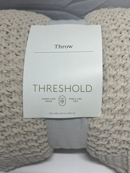 Threshold Chunky Knit Throw Blanket 50x60 Beige Soft Cozy Decorative Throw