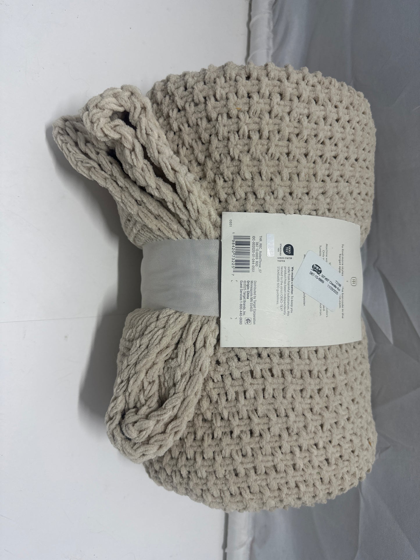 Threshold Chunky Knit Throw Blanket 50x60 Beige Soft Cozy Decorative Throw