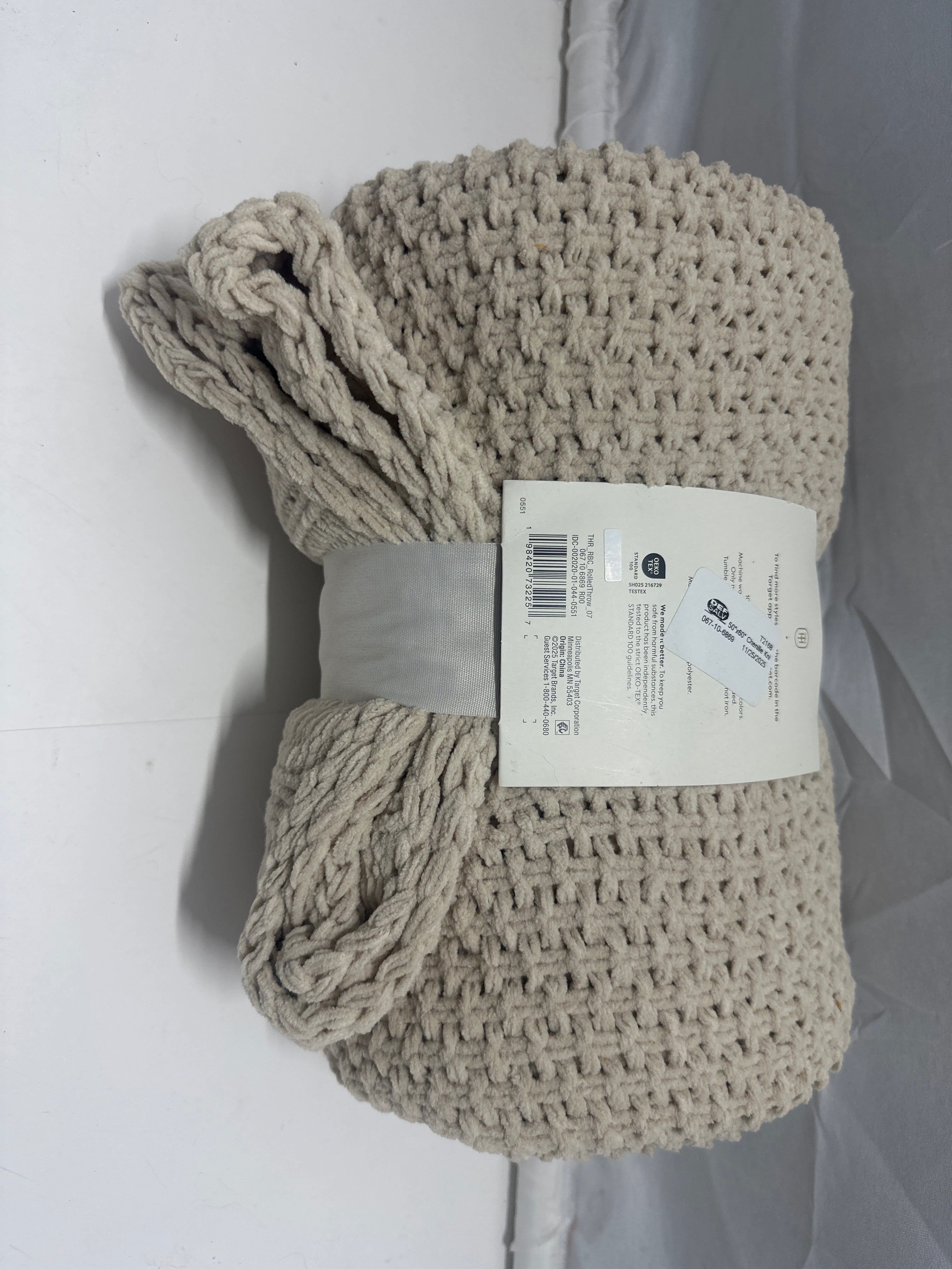Threshold Chunky Knit Throw Blanket 50x60 Beige Soft Cozy Decorative Throw