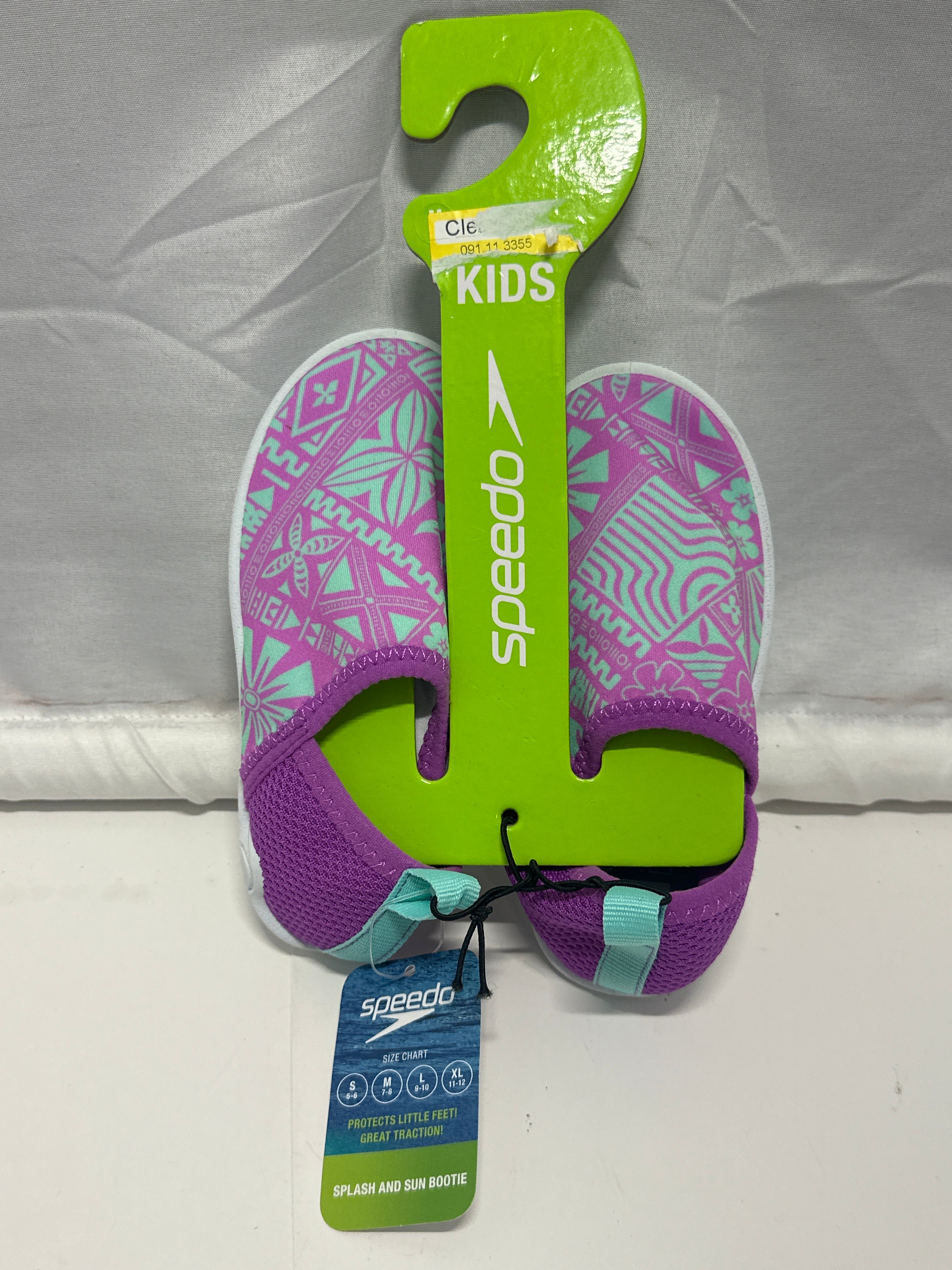 Speedo Kids Splash & Sun Bootie Water Shoes Neon Violet Aqua Size M 7-8