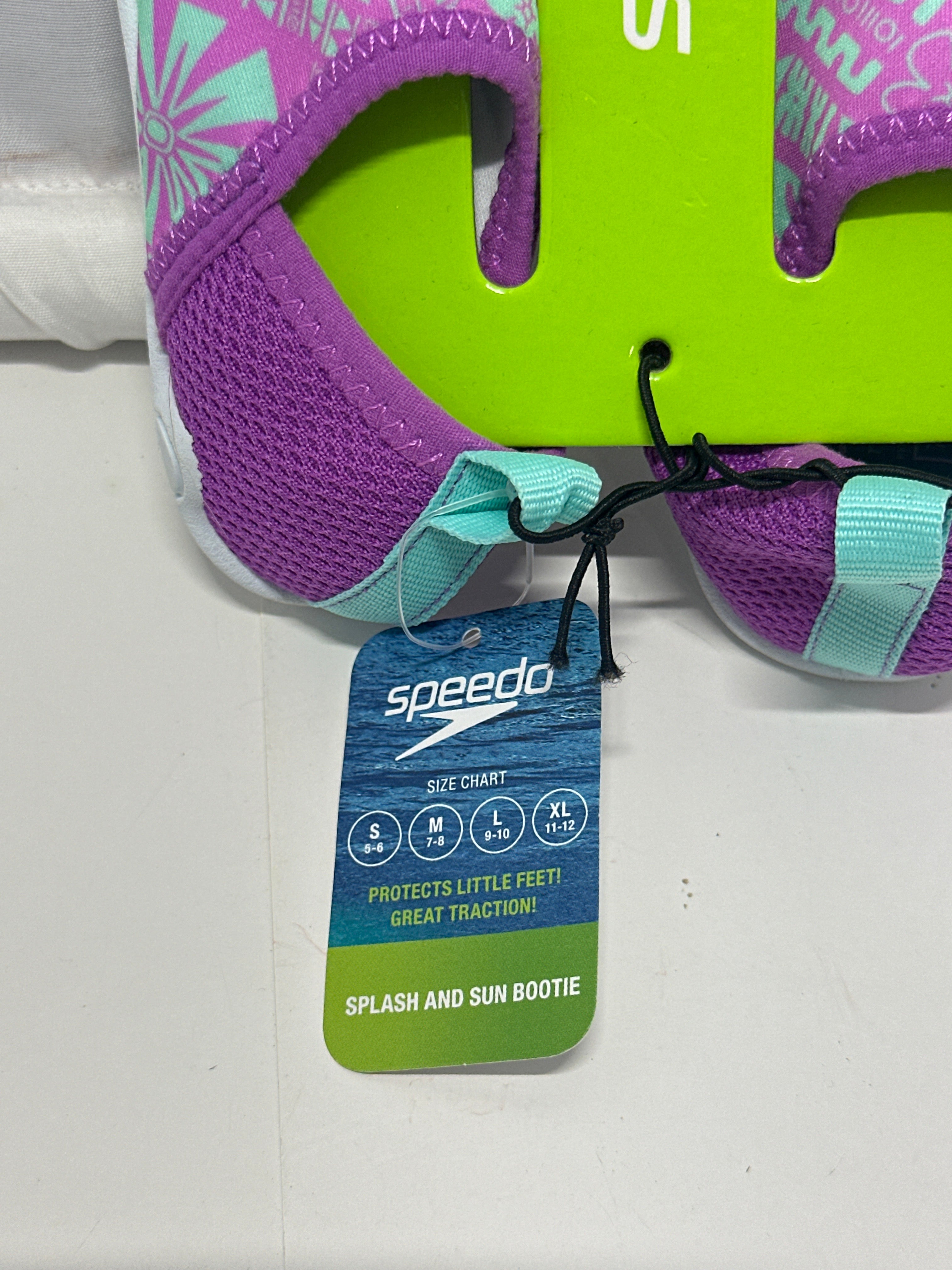 Speedo Kids Splash & Sun Bootie Water Shoes Neon Violet Aqua Size M 7-8