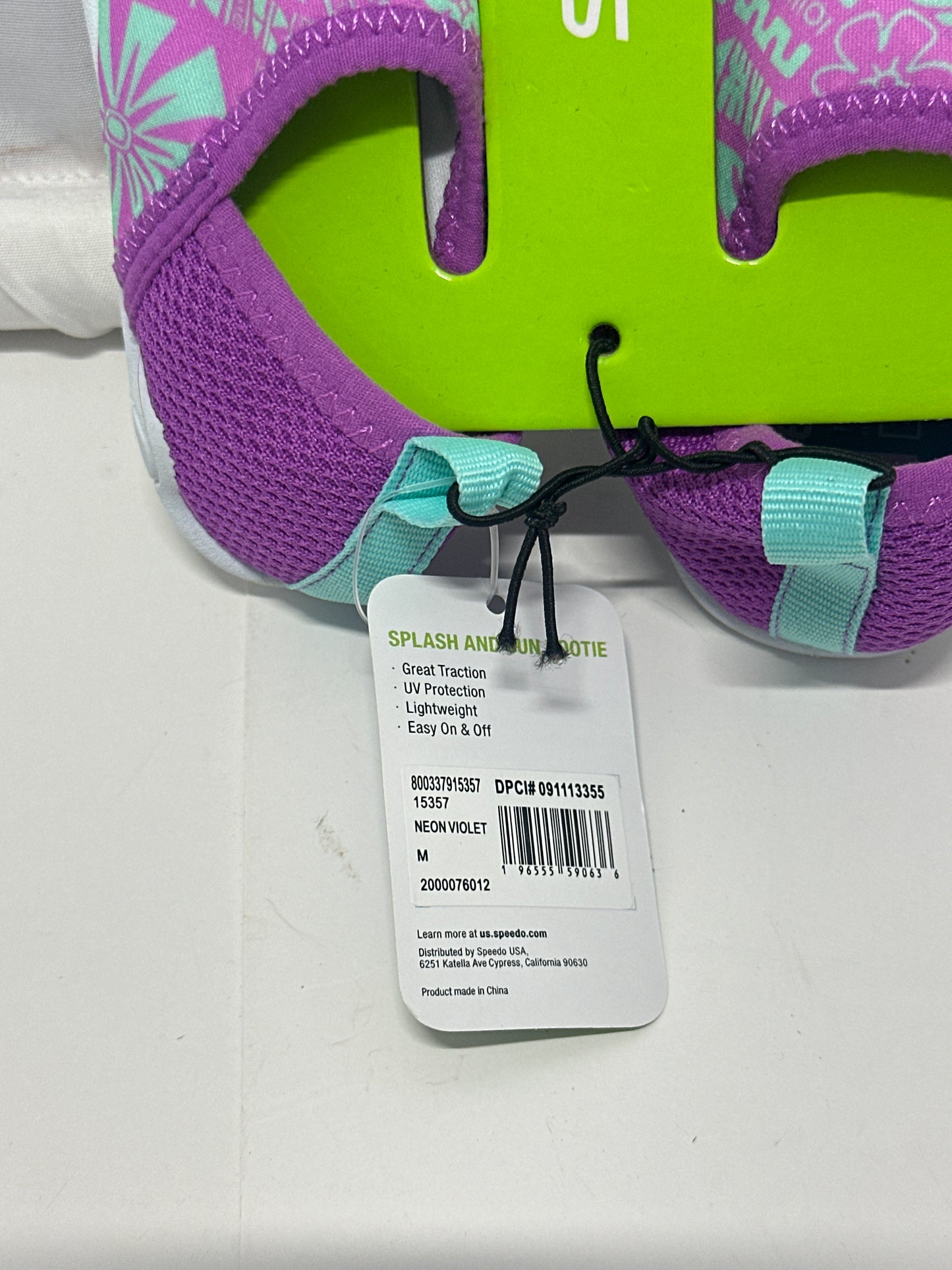 Speedo Kids Splash & Sun Bootie Water Shoes Neon Violet Aqua Size M 7-8