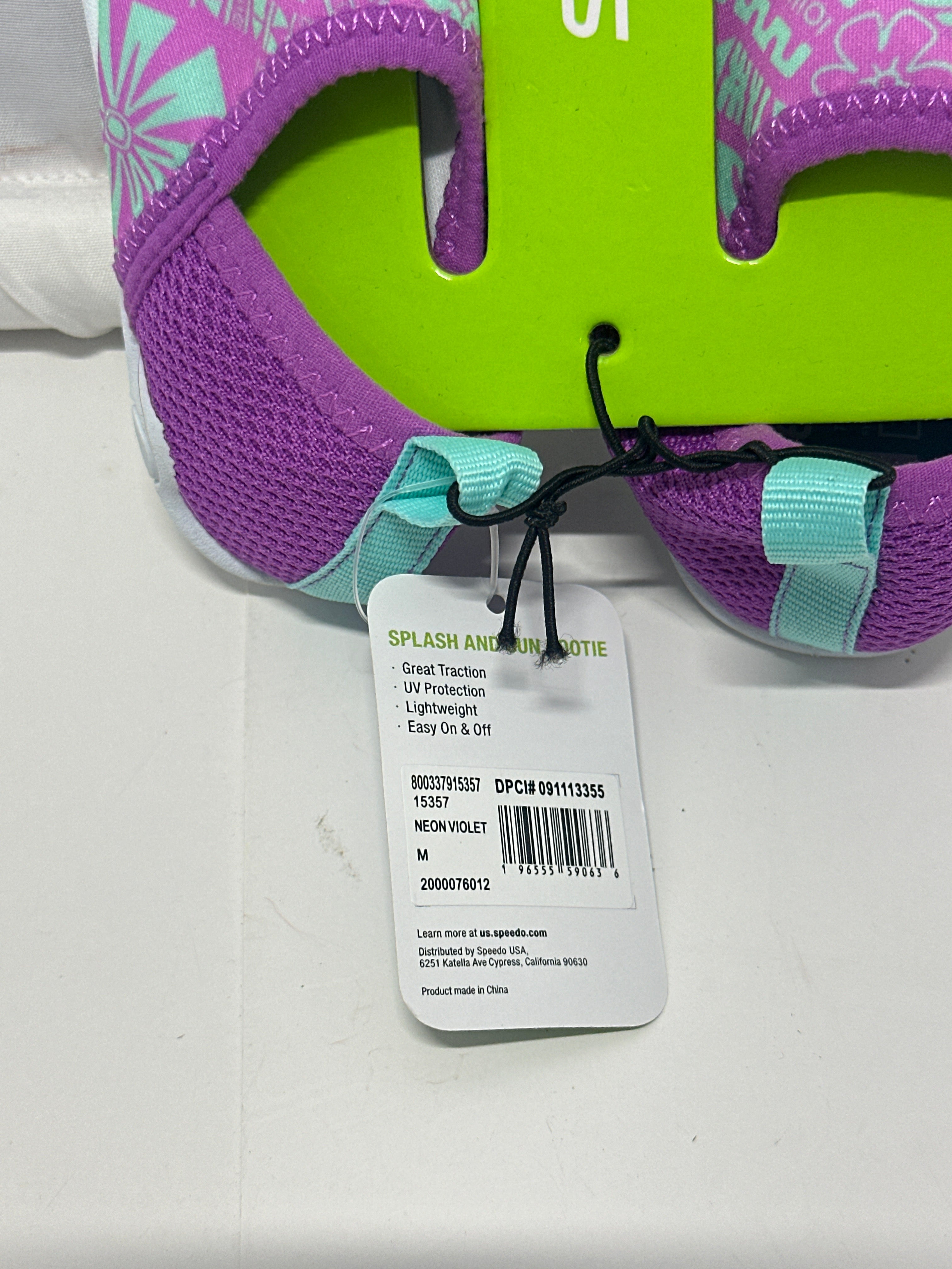 Speedo Kids Splash & Sun Bootie Water Shoes Neon Violet Aqua Size M 7-8