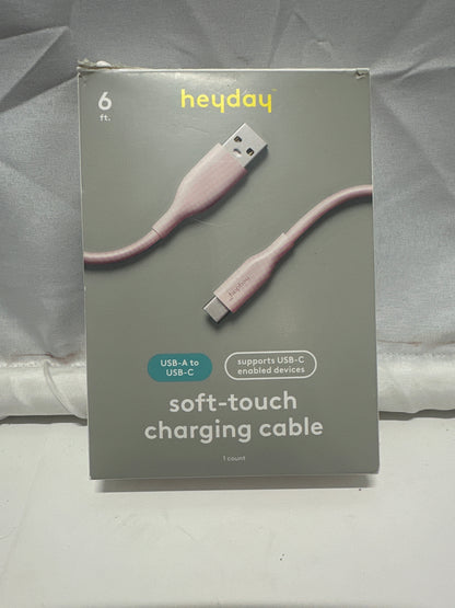 Heyday 6ft USB-A to USB-C Soft-Touch Charging Cable Cosmetic Pink