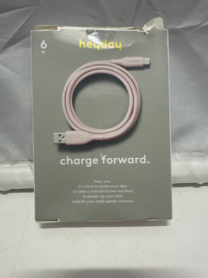 Heyday 6ft USB-A to USB-C Soft-Touch Charging Cable Cosmetic Pink