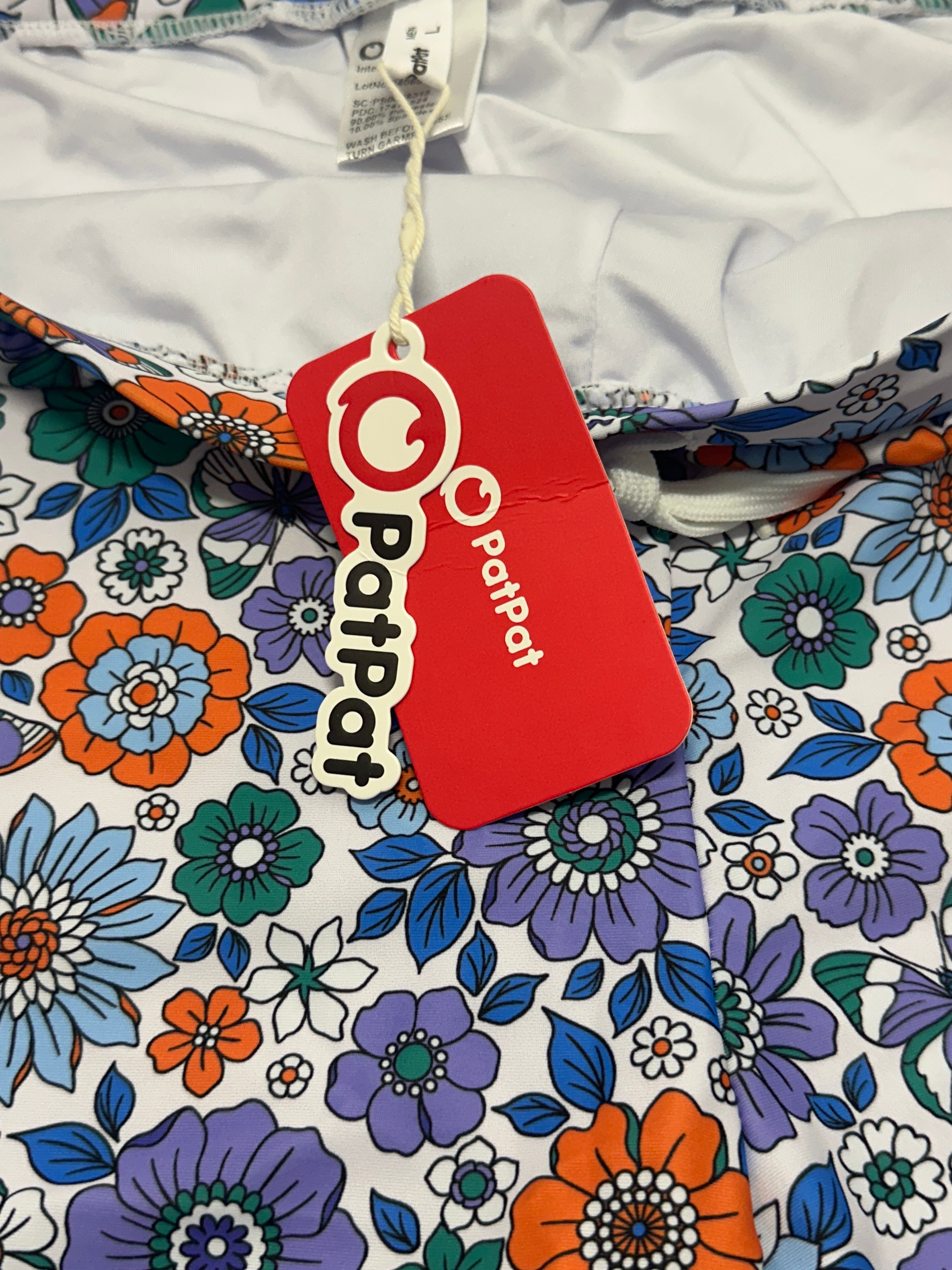 PatPat Men's Floral Butterfly Swim Trunks Board Shorts Blue Orange NWT