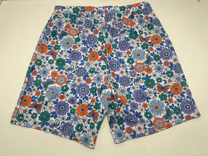 PatPat Men's Floral Butterfly Swim Trunks Board Shorts Blue Orange NWT