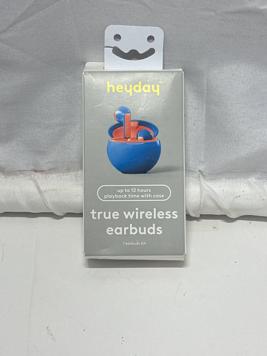 heyday True Wireless Earbuds Bluetooth 5.3 Bright Blue with Charging Case New