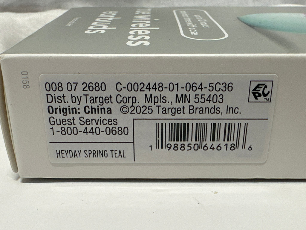 heyday True Wireless Earbuds Bluetooth 5.3 Spring Teal with Charging Case New