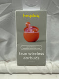 heyday True Wireless Earbuds Bluetooth 5.3 Coral Orange with Charging Case New