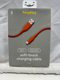Heyday 6ft USB-A to USB-C Soft-Touch Charging Cable Coral