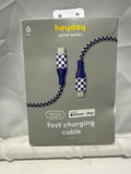 Heyday Artist Series 6ft Lightning to USB-C Fast Charging Cable Blue Check