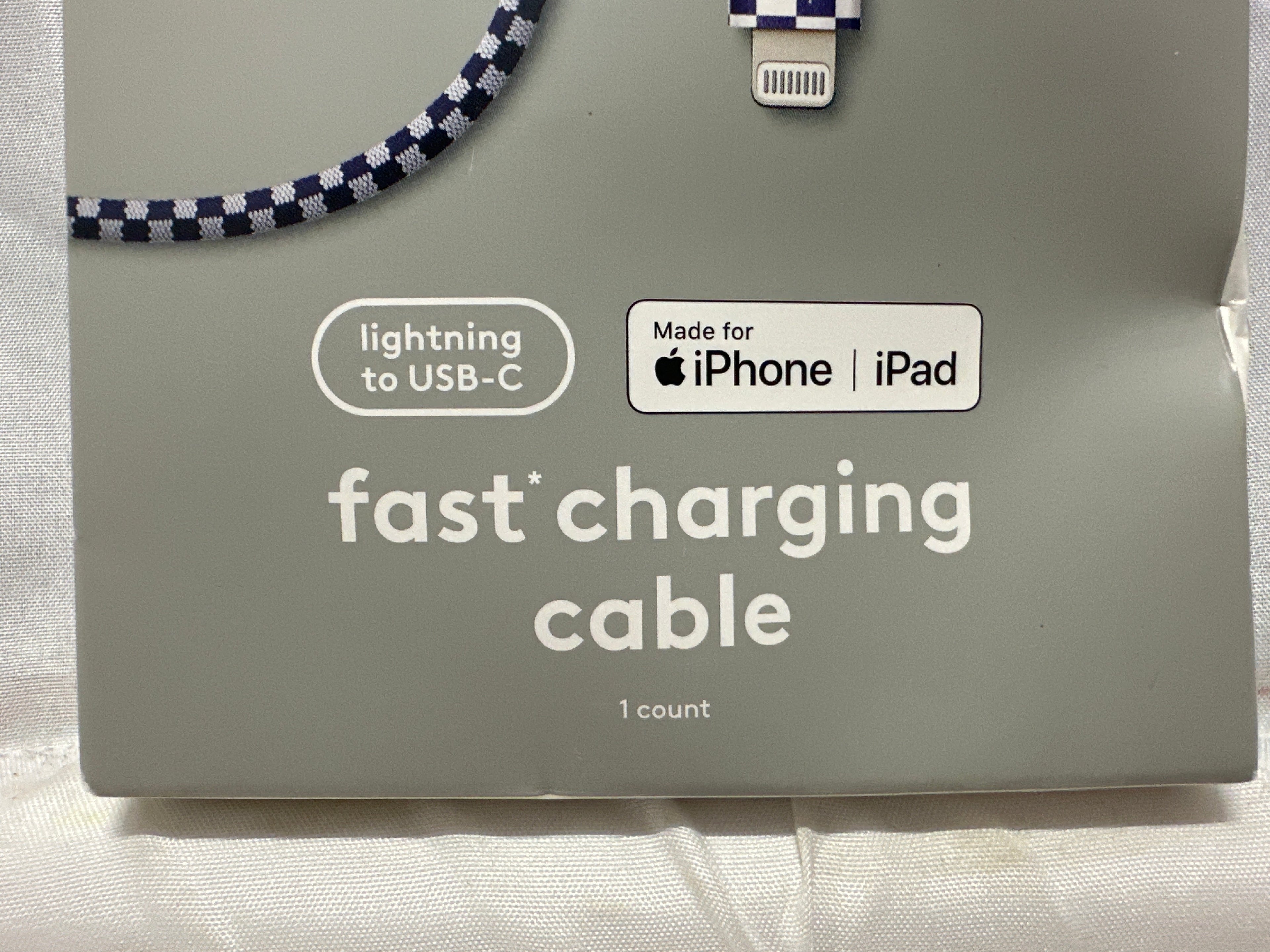Heyday Artist Series 6ft Lightning to USB-C Fast Charging Cable Blue Check