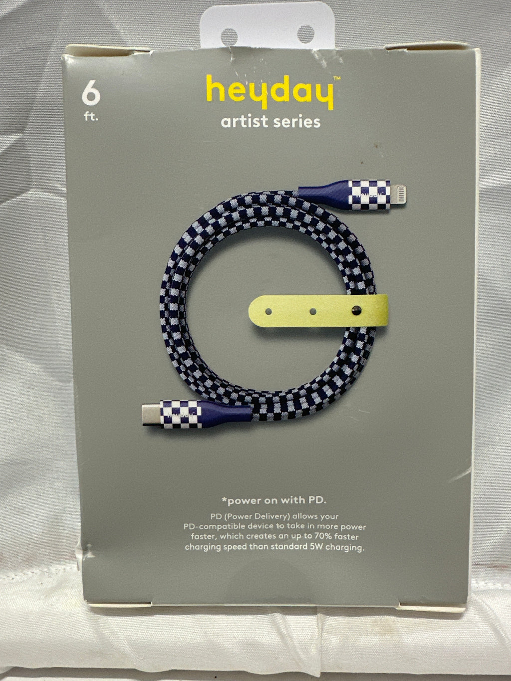 Heyday Artist Series 6ft Lightning to USB-C Fast Charging Cable Blue Check